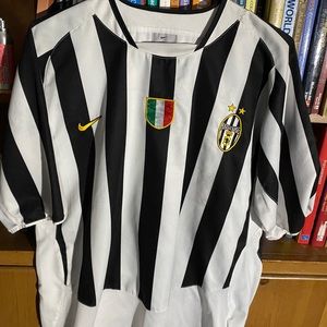 Juventus traditional soccer jersey.